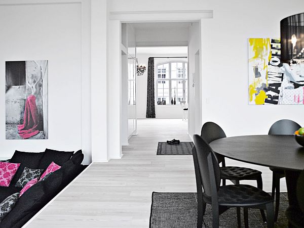 black and white interior duplex living