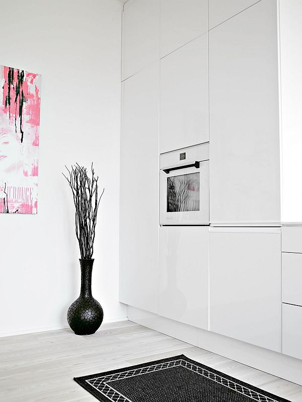 black and white interior duplex kitchen