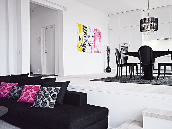 black and white interior duplex living