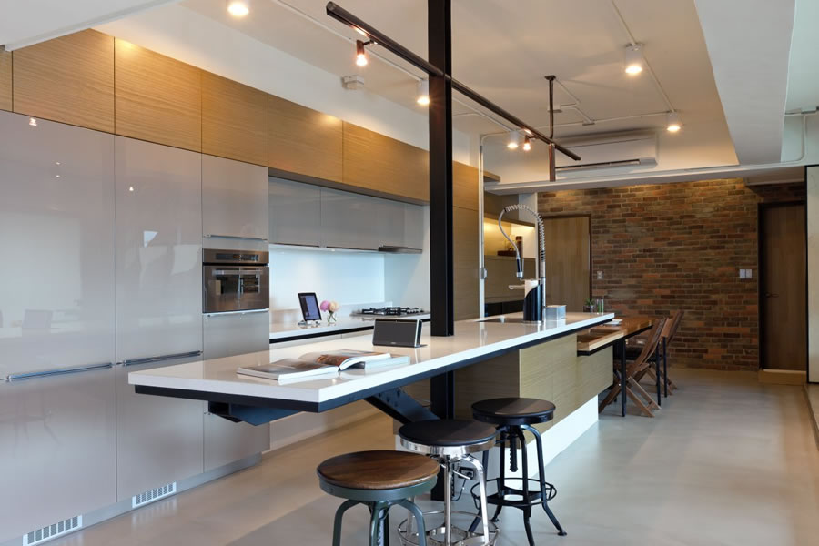 modern, mostly concealed kitchen