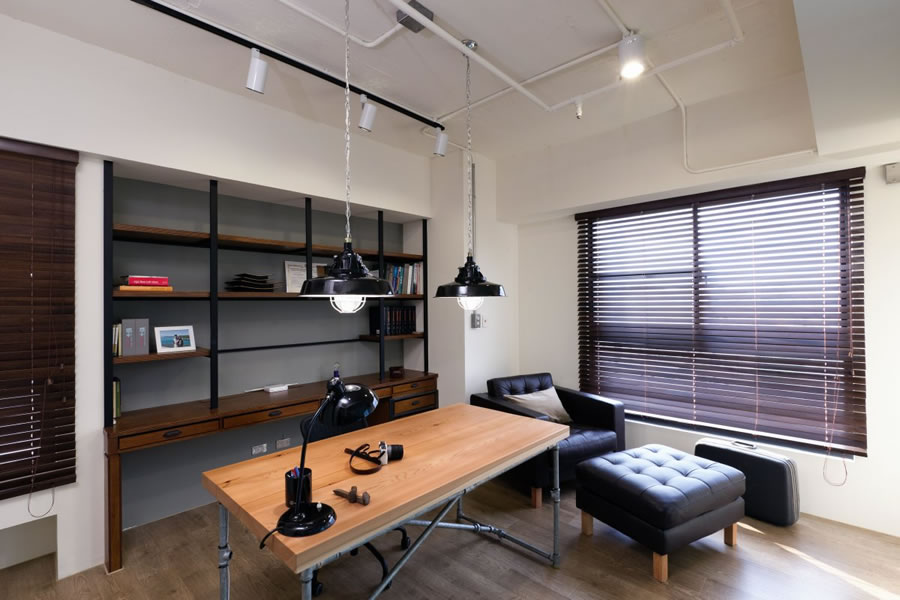 the study with industrial lamps