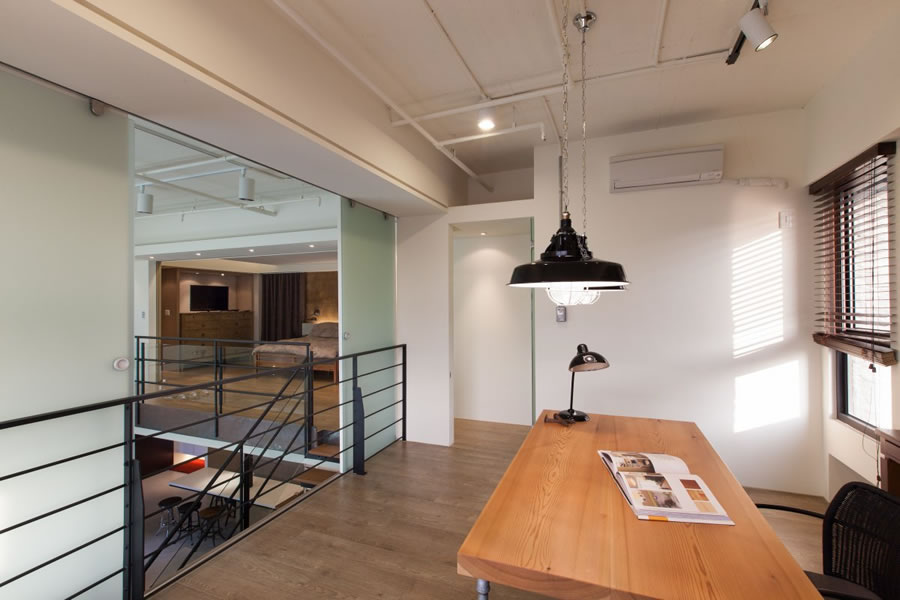 the study with industrial lamps